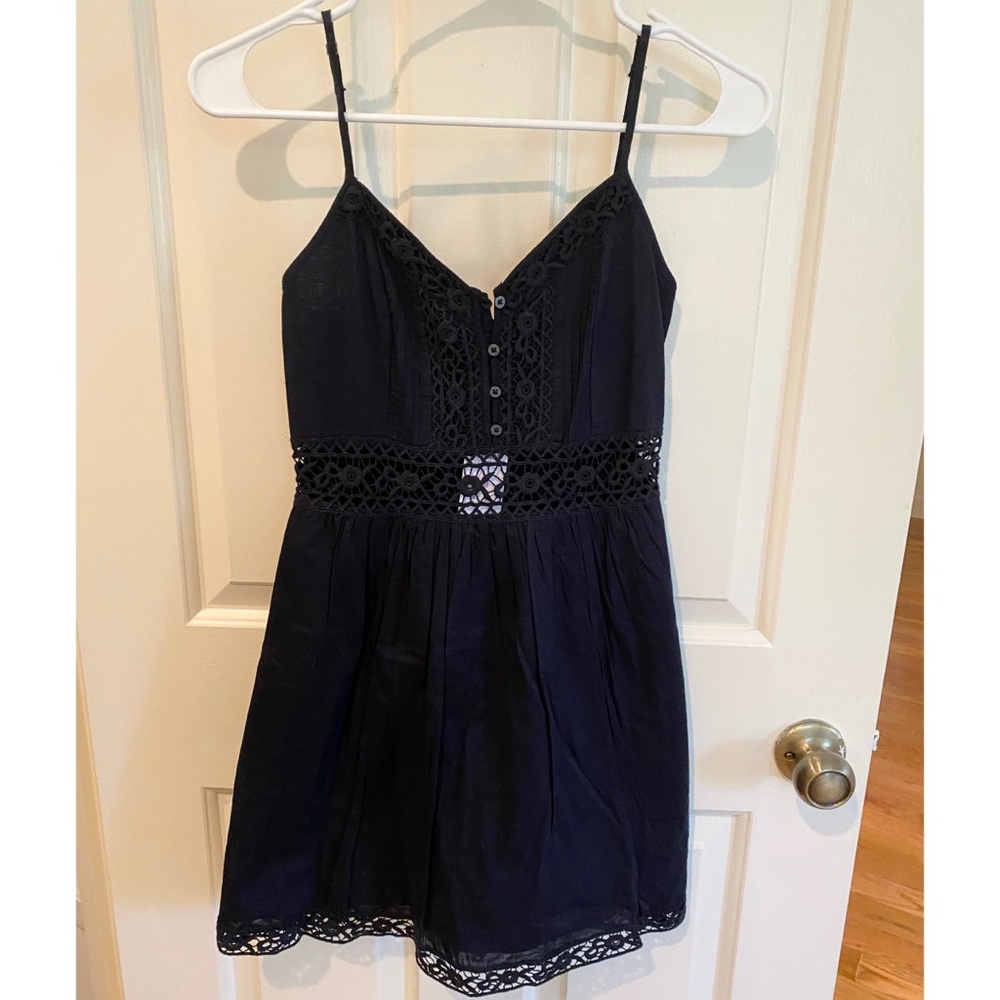 NWT Abercrombie navy embroidered dress